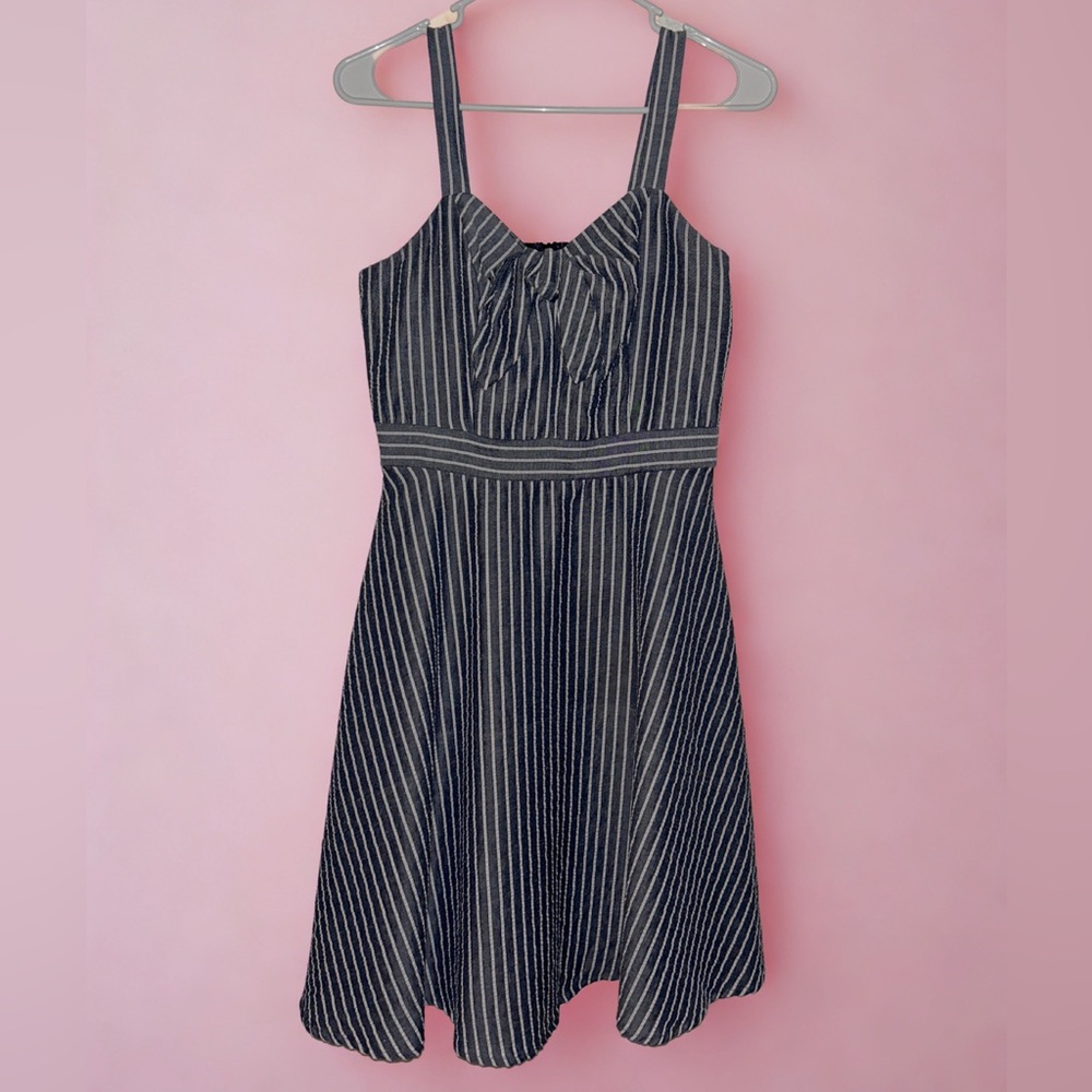 Roz & Ali | Striped Sundress | Blue & White Pinstripe | Size 2